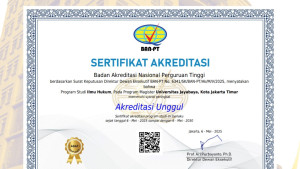 Program Studi Ilmu Hukum Program Magister Universitas Jayabaya Berhasil Meraih Akreditasi UNGGUL dari BAN-PT